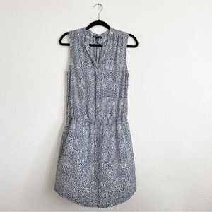 Hillary Radley Size 4 Blue White Sleeveless Blouson Drawstring Waist Mini Dress